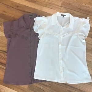 Two Express ruffle front/sleeve blouses, sz Small